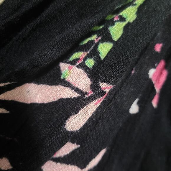 Free People Beau Midi Dress Black Floral Gauzy Smock Slip Sweetheart Sundress XS - Picture 5 of 15